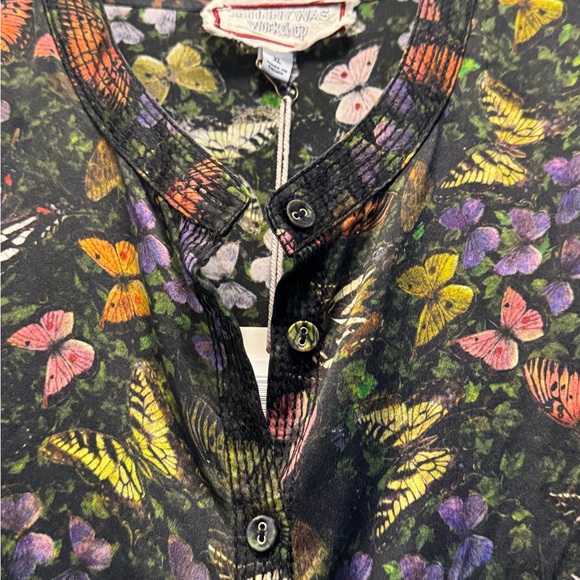 Johnny Was Silk Multicolor Butterfly Blouse - Picture 4 of 9